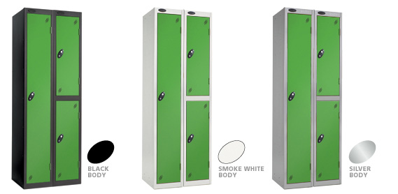 Green Locker Doors with Black, Silver or Smoke White Carcase colour options.