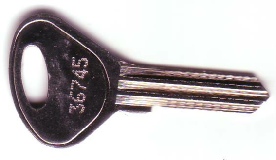 Example blank key about to be cut to 36745