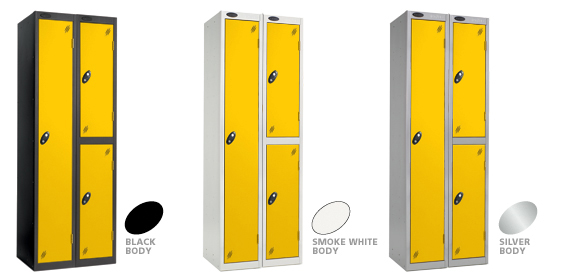 Yellow Locker Doors with Black, Silver or Smoke White Carcase colour options.